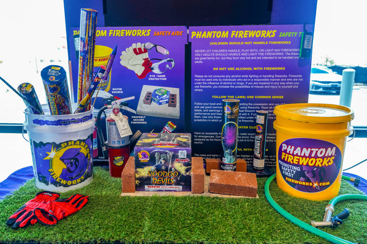 Phantom Fireworks sells safety items to ignite their products on Thursday, July 3, 2025, in Pah ...