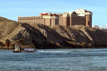 The Harrah's Laughlin hotel-casin is shown on the banks of the Colorado River on May 21, 2003 i ...