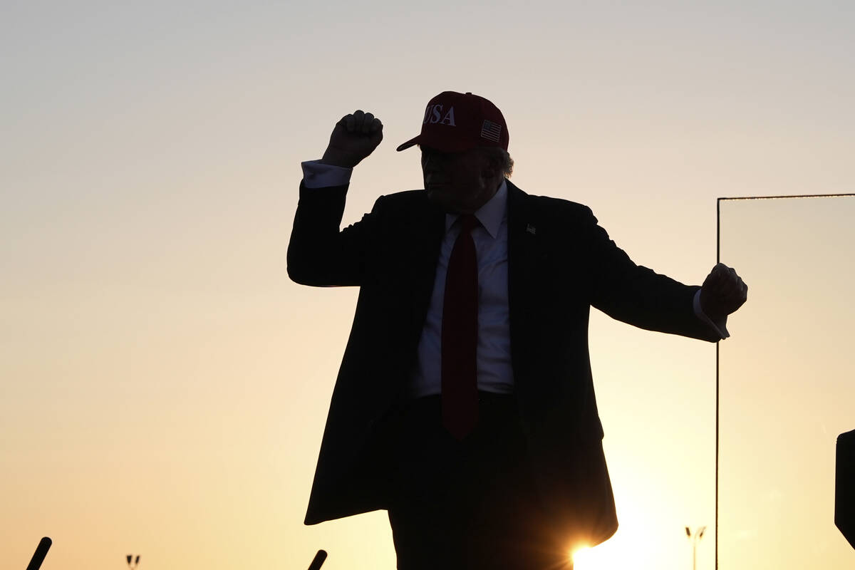 President Donald Trump dances after speaking at a rally at the Iowa State Fairgrounds, Thursday ...