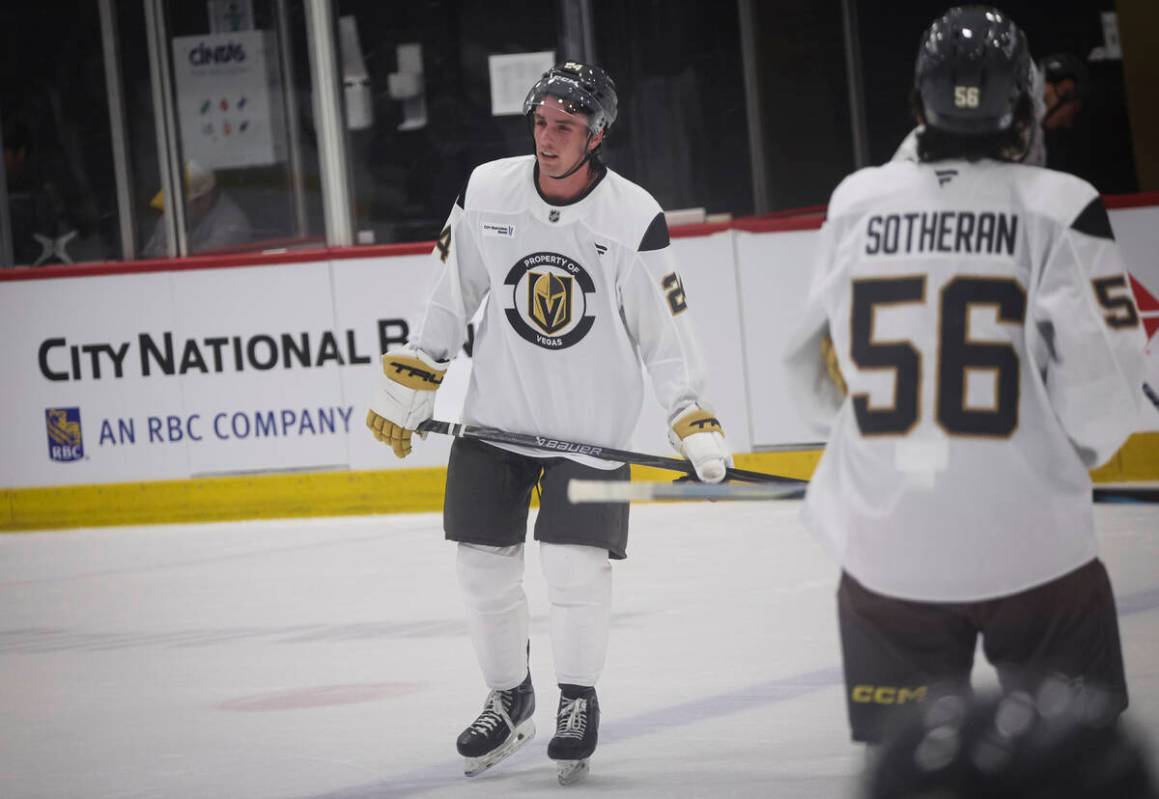 Golden Knights forward Trevor Connelly (24) skates by during the first day of the Golden Knight ...