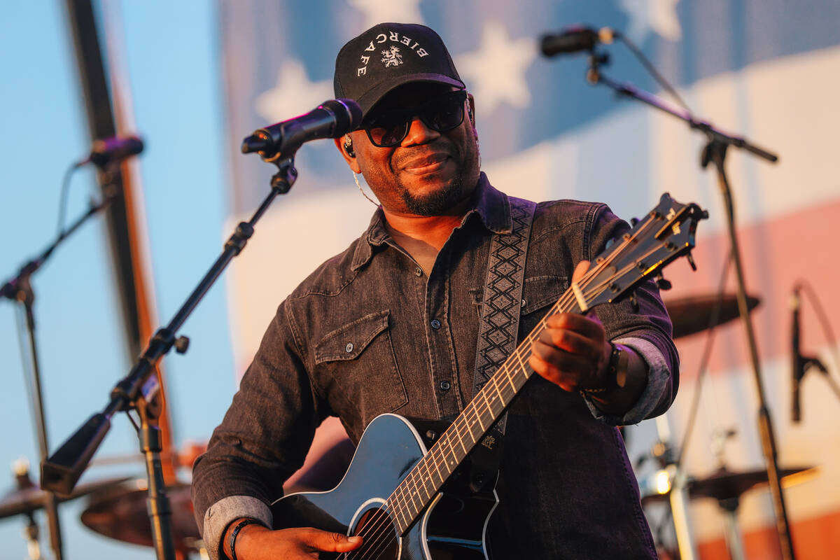 Country singer Tony Jackson performs during a Fourth of July bash at Heritage Park Friday, July ...