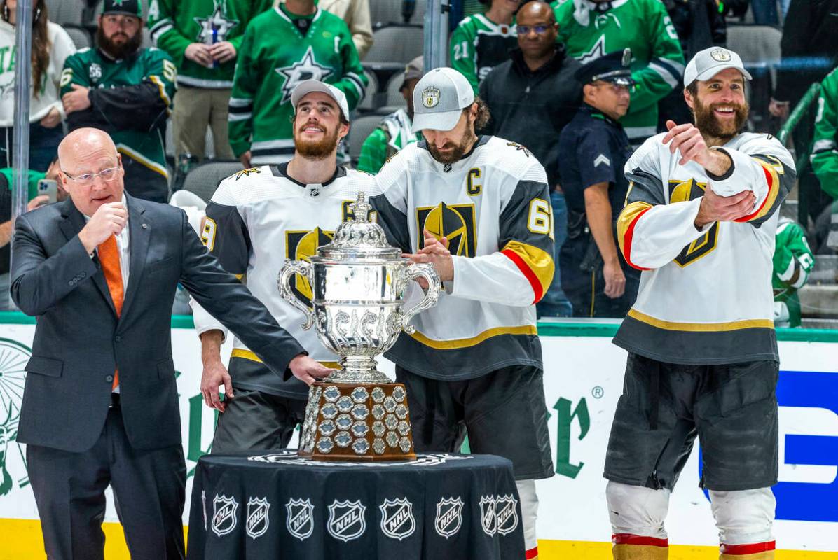 Bill Daly, Deputy commissioner of the NHL, is set to award the trophy to Golden Knights right w ...