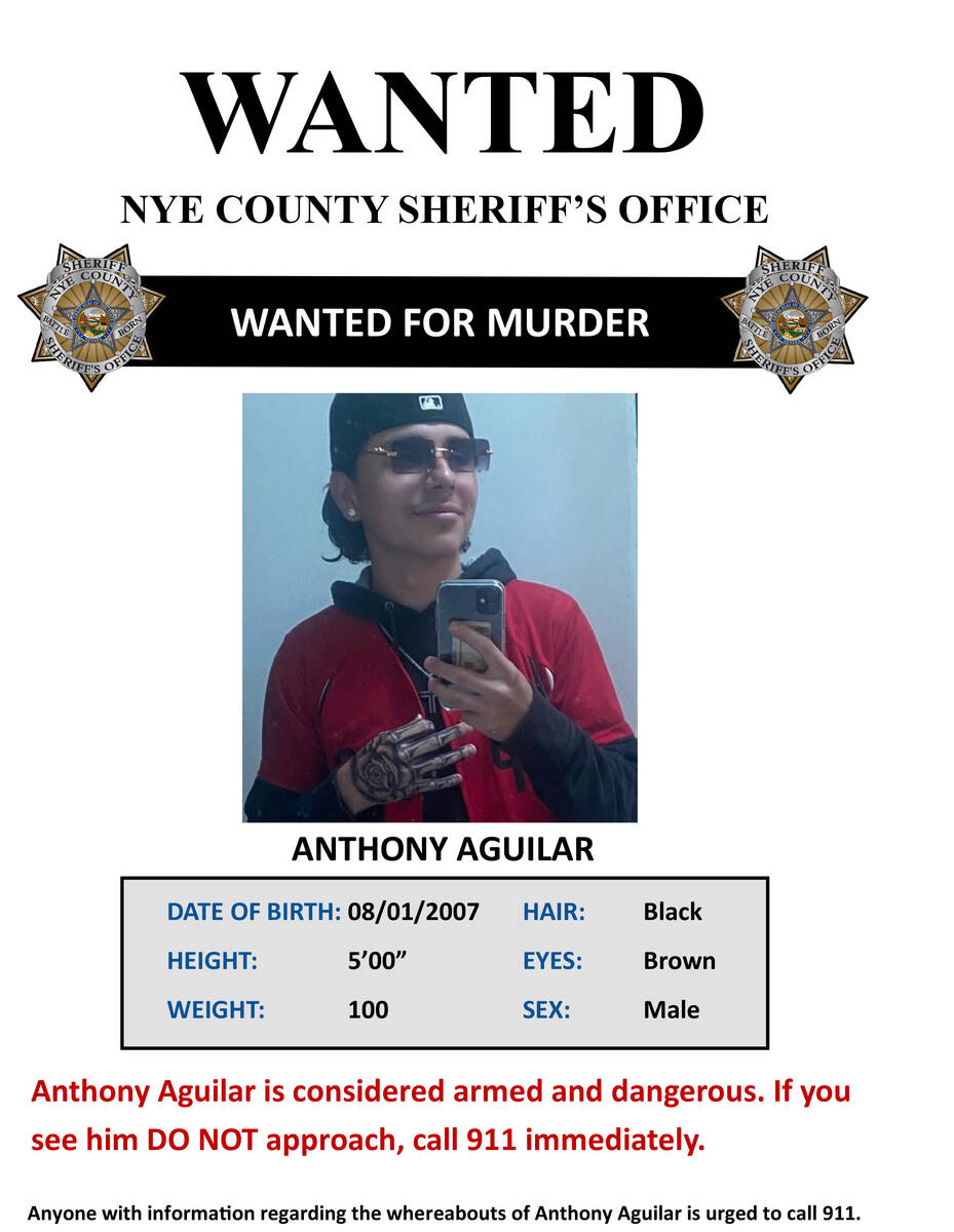 This is a wanted poster of Anthony Aguilar that was distributed by Nye County Sheriff's Office ...