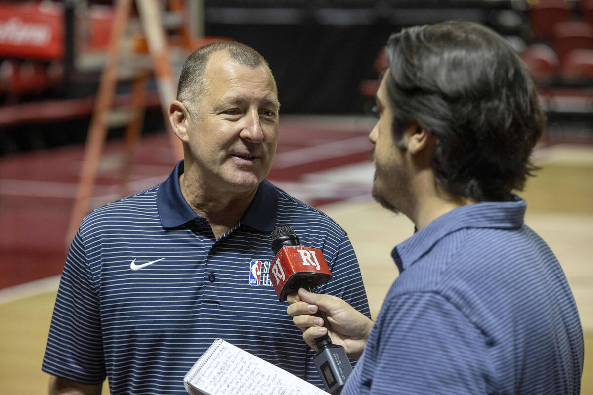 Albert Hall, the co-founder of NBA Summer League, is interviewed at the Thomas & Mack Cente ...
