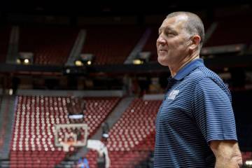 Albert Hall, the co-founder of NBA Summer League, looks over work being done inside the Thomas ...
