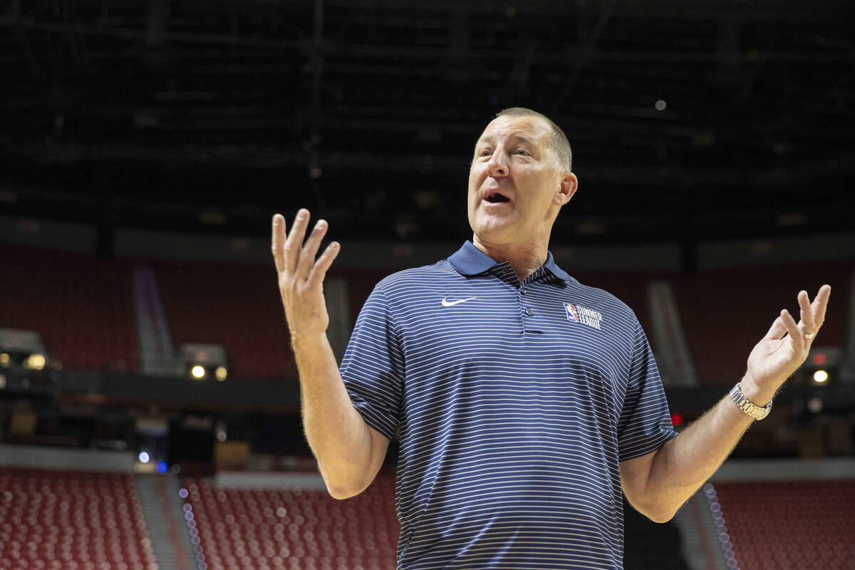 Albert Hall, the co-founder of NBA Summer League, answers questions during an interview at the ...