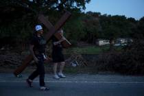 Disaster relief chaplain Sandi Gilmer, left, and Dan Beazley search for a permanent place for B ...