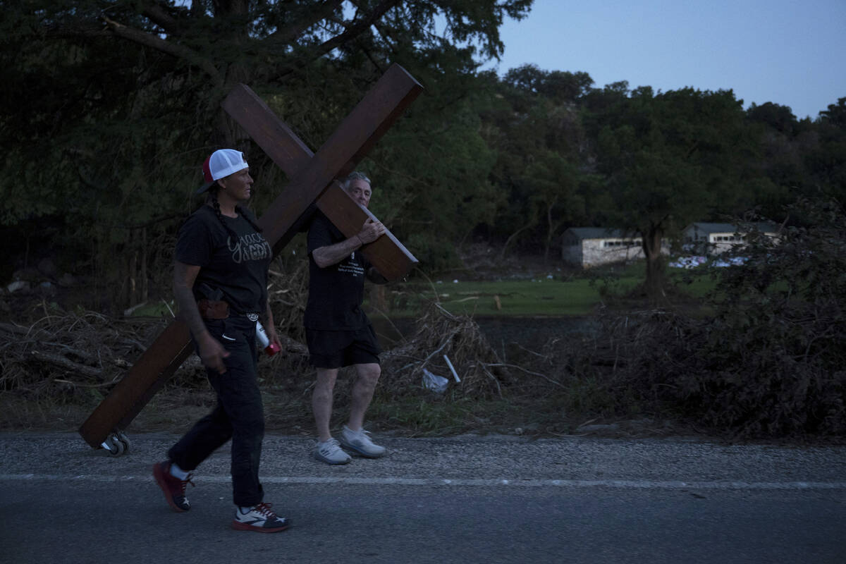 Disaster relief chaplain Sandi Gilmer, left, and Dan Beazley search for a permanent place for B ...