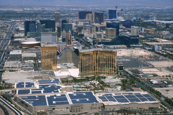 The Las Vegas Strip is seen looking north on Wednesday, June 18, 2025. (Sam Morris/Las Vegas Re ...