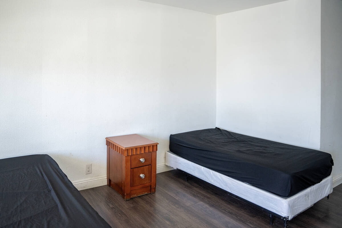 An example of one of the resident rooms at the Clark County Navigation Center, a converted Mote ...