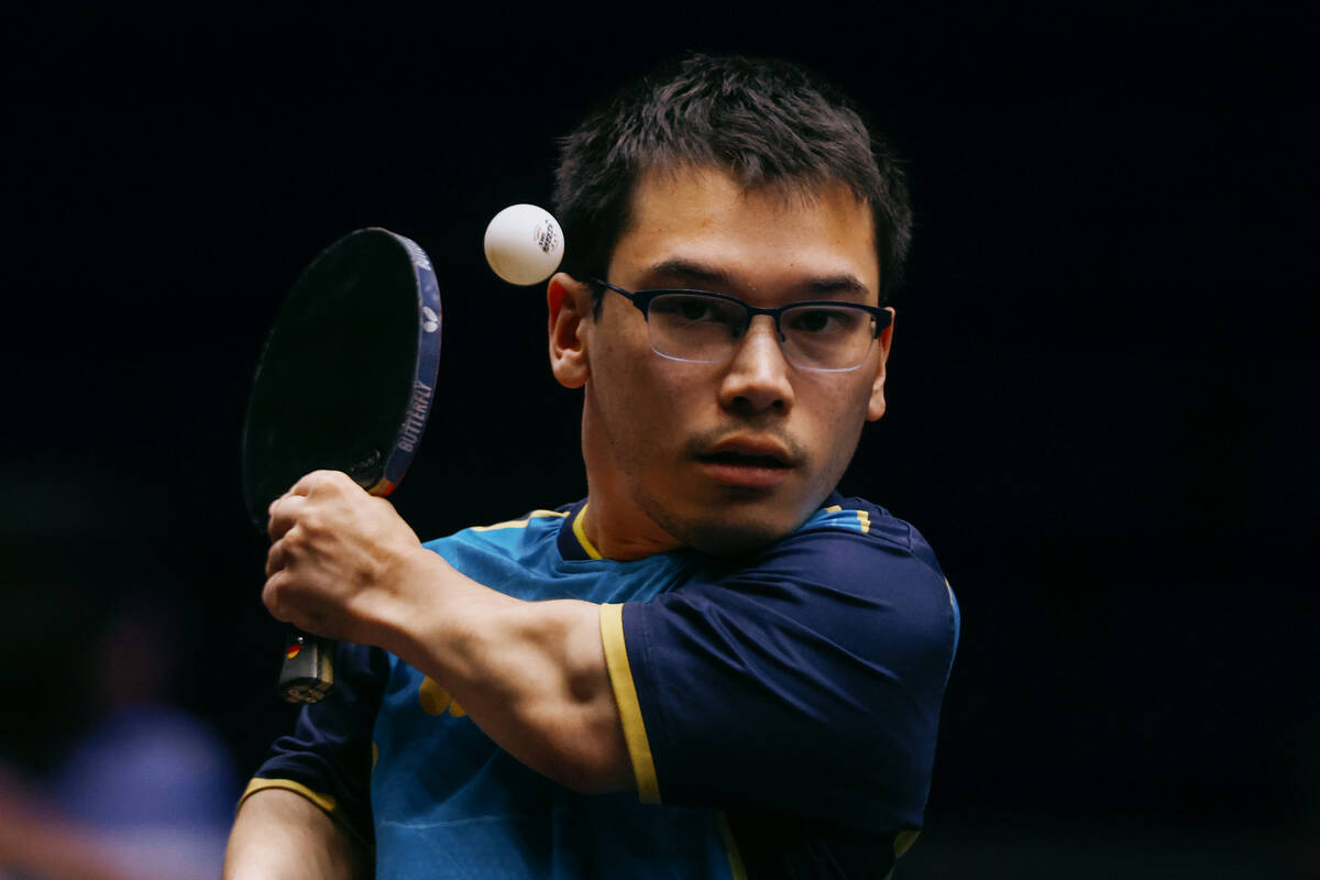 Ian Seidenfeld of the United States plays against Matteo Parenzan of Italy during the Men&#x201 ...