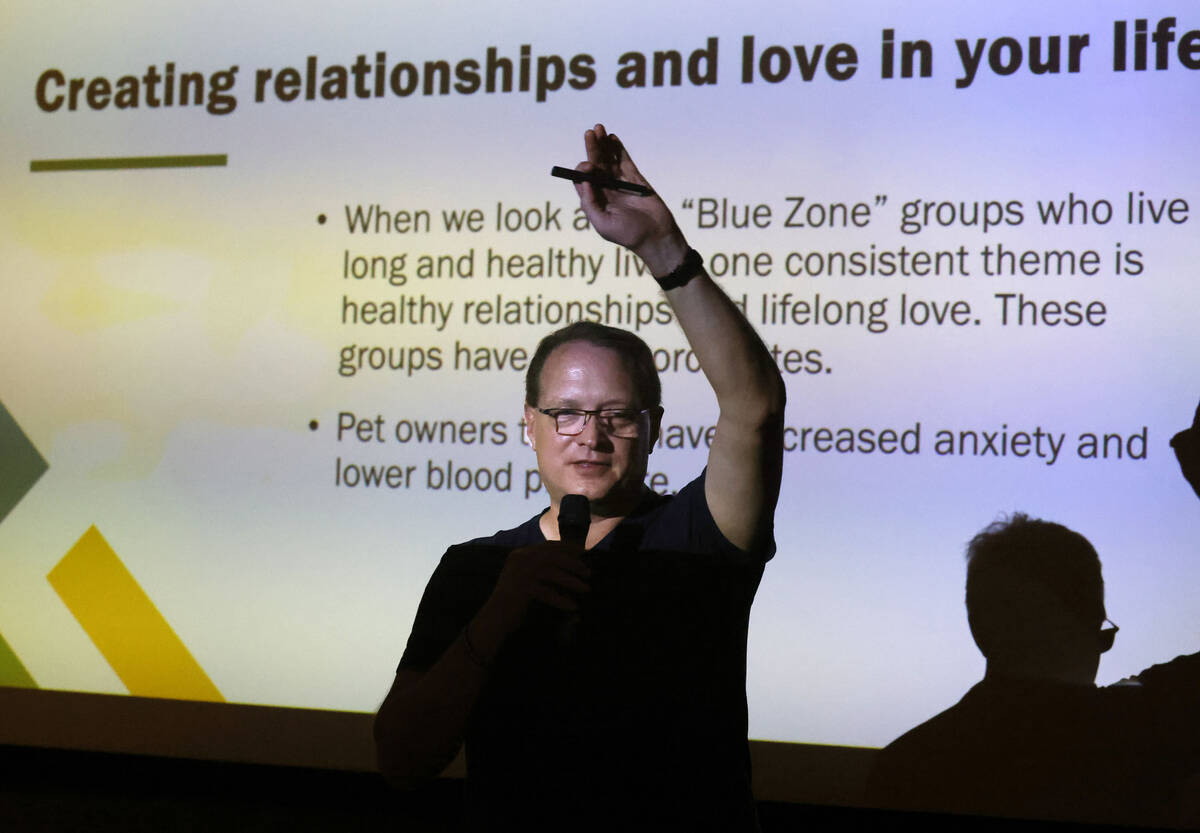 Dr. Dan Hecker, a guest speaker, speaks to residents at the retirement community Carnegie Heigh ...