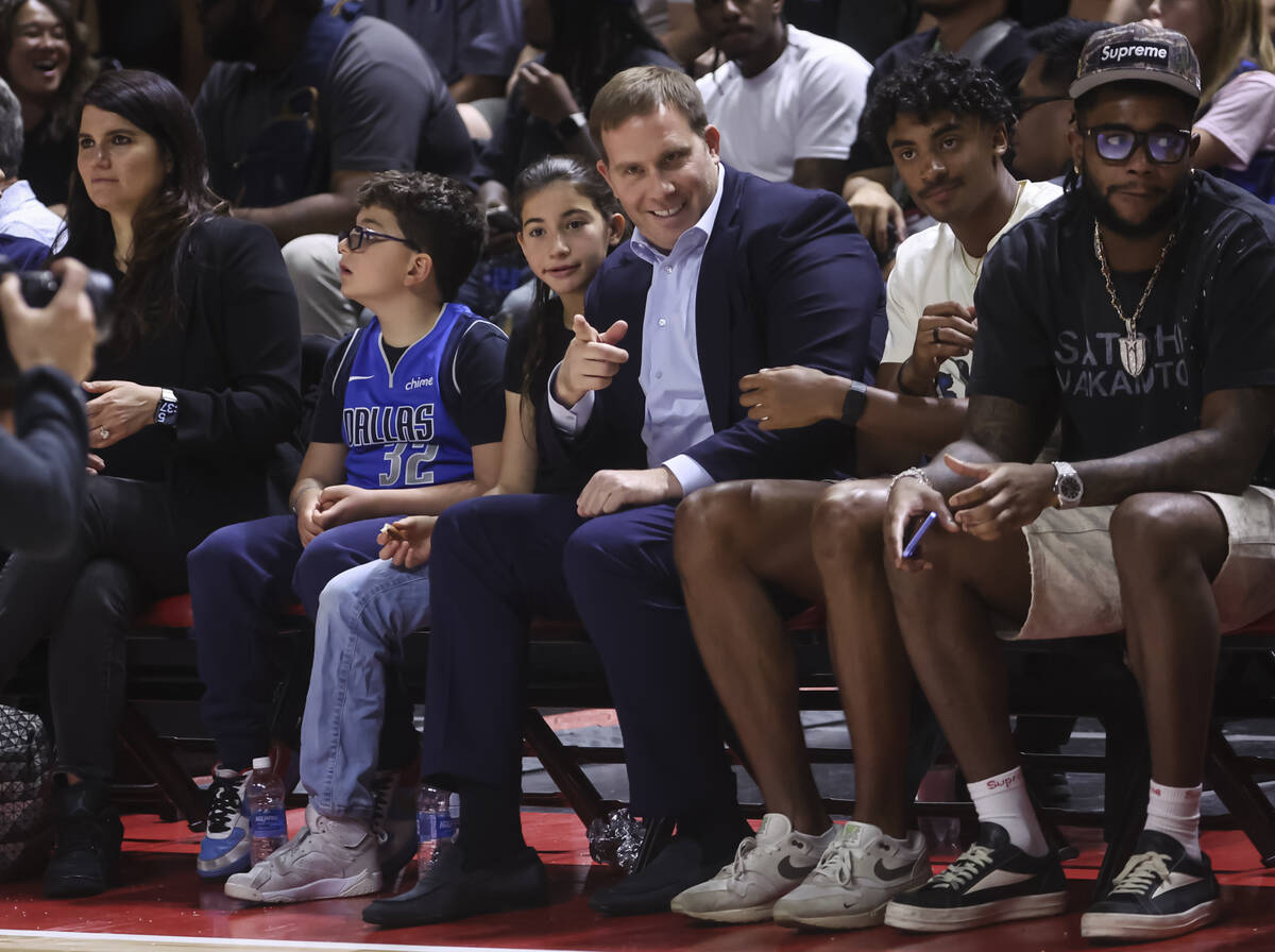 Patrick Dumont, an owner of the Dallas Mavericks, sits courtside as the Mavericks play the Los ...