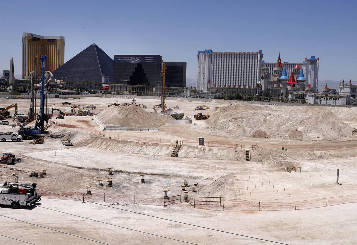 Construction is underway for the new $1.5 billion A's ballpark in Las Vegas, on Friday, July 11 ...