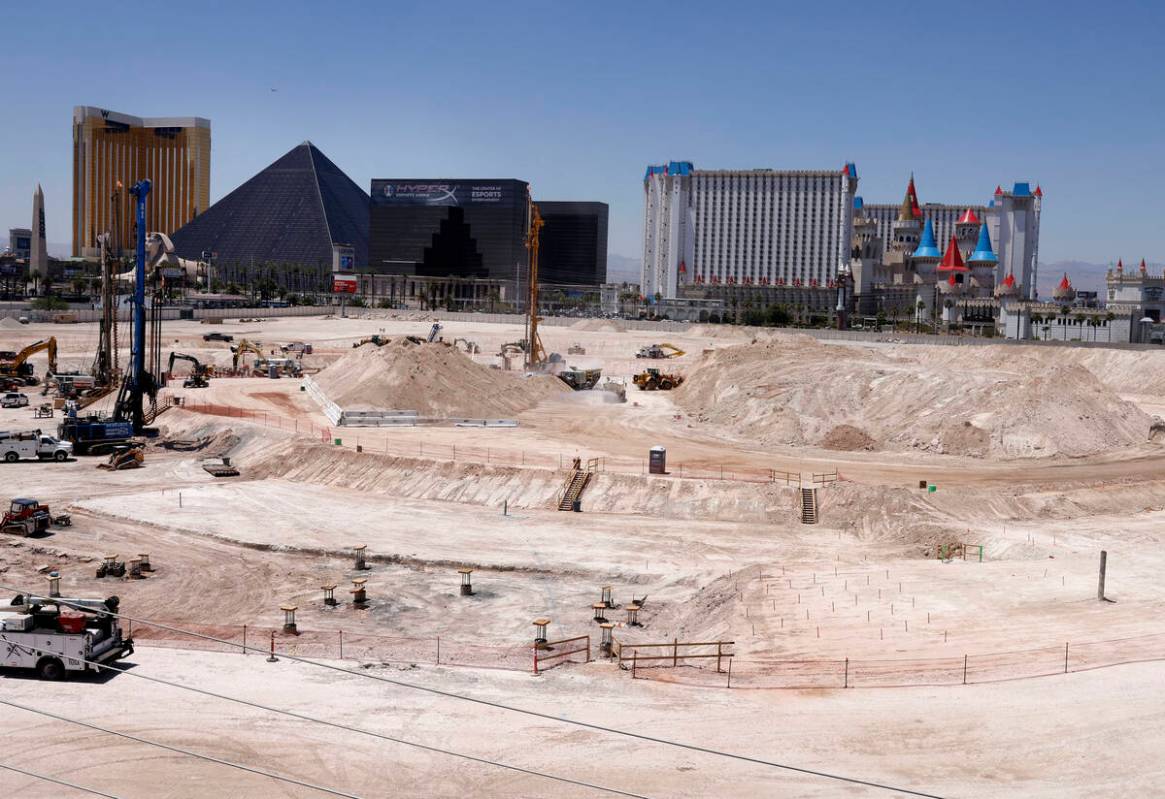 Construction is underway for the new $1.5 billion A's ballpark in Las Vegas, on Friday, July 11 ...