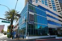 An empty ground-level storefront in the Sky Las Vegas condo tower is seen Friday, June 27, 2025 ...