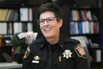 Las Vegas Fire and Rescue Bomb Squad Commander Jamie Sypniewicz speaks about her career during ...