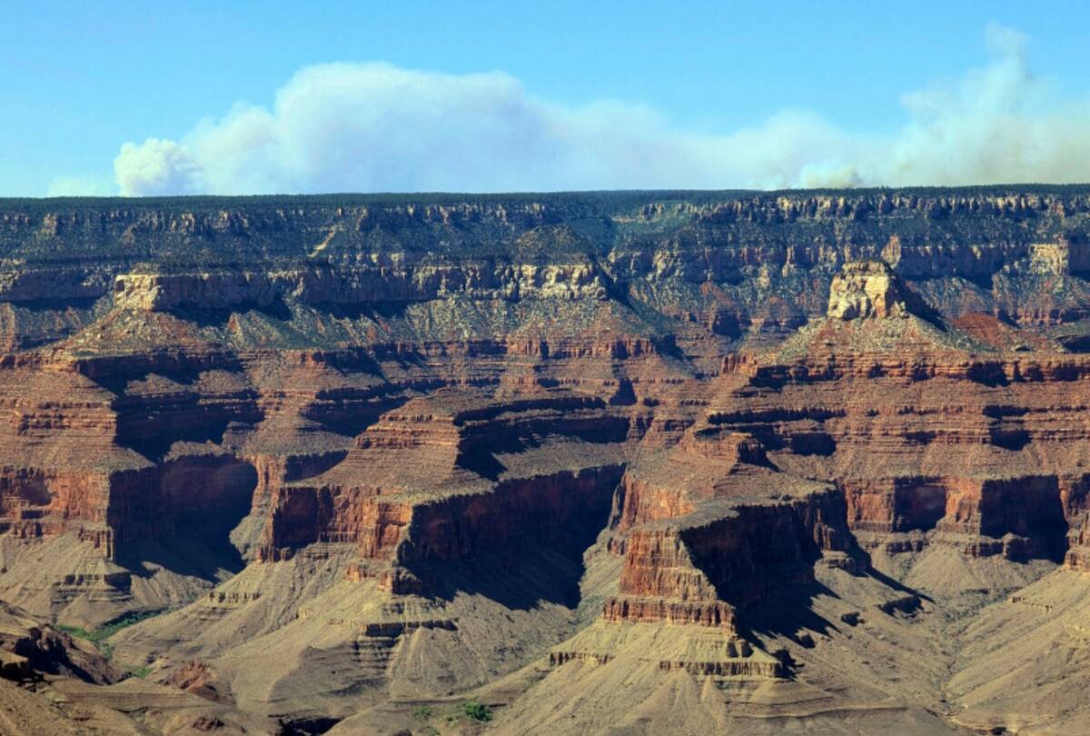 This image taken from the South Rim of Grand Canyon National Park in northern Arizona shows smo ...
