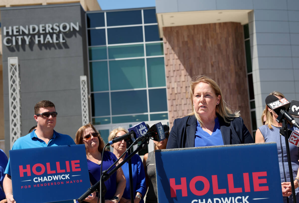 Former Henderson Police Chief Hollie Chadwick announces her campaign for mayor of Henderson dur ...