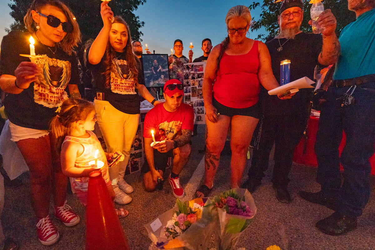 The candlelight vigil for Joey Perry at Ian Deutch Memorial Park on Friday night. (John Clausen ...