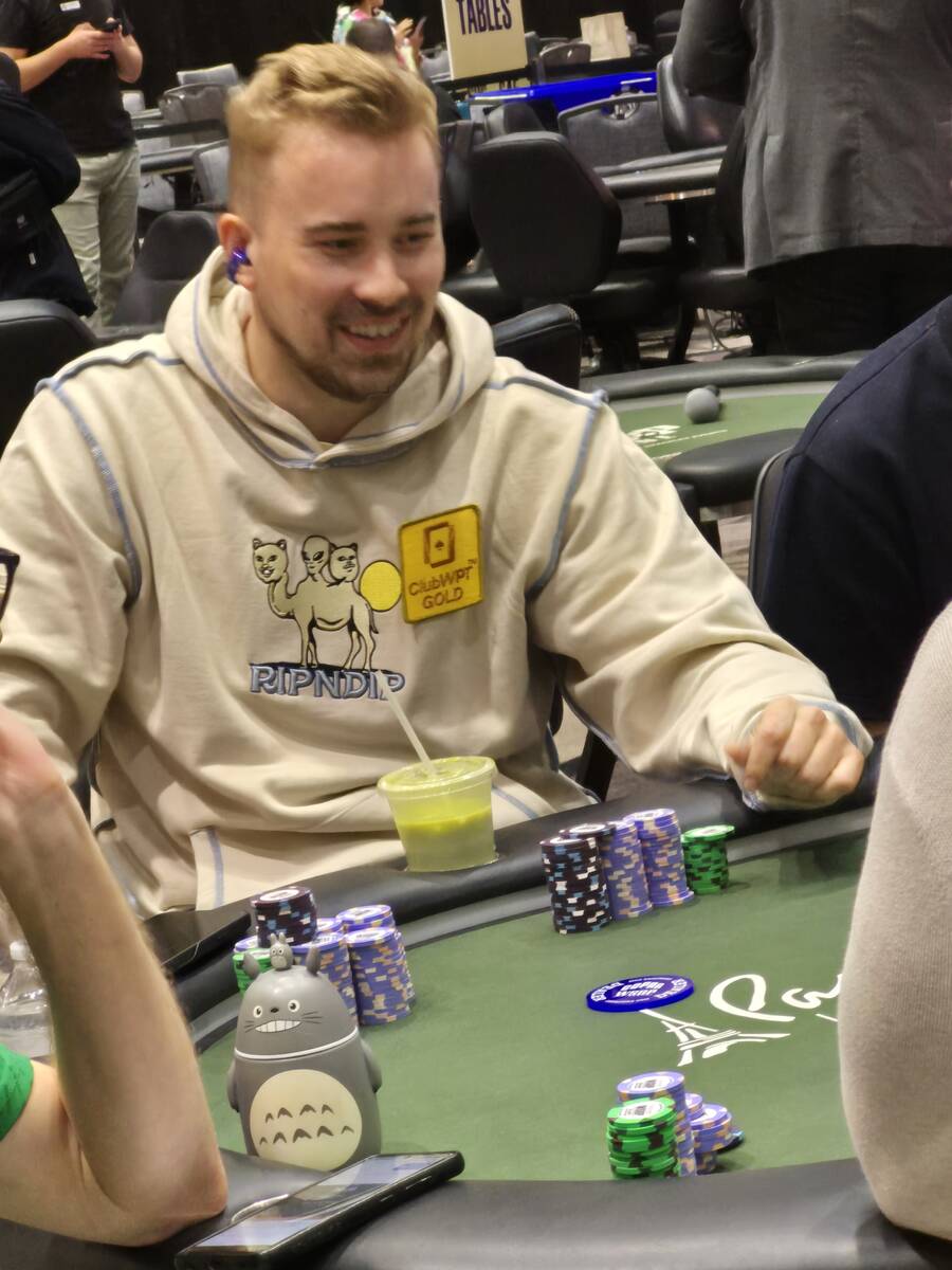 Las Vegas resident Adam Hendrix competes on Day 7 of the World Series of Poker $10,000 buy-in N ...