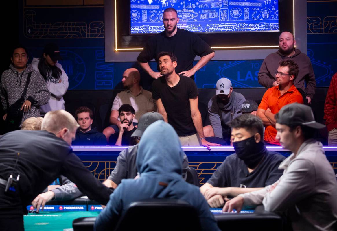 Poker fans take in the action of the final two tables on day 8 of the World Series of Poker Mai ...
