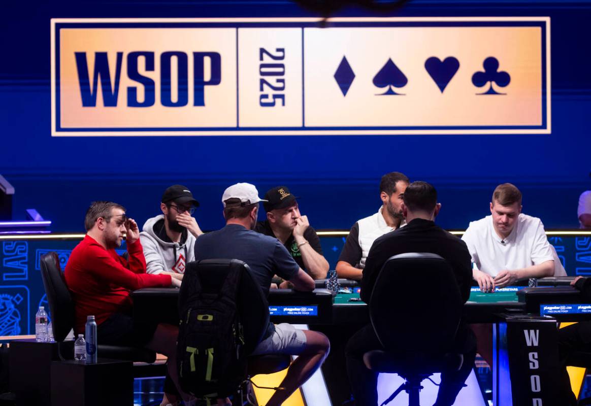 Players, from left, Kenny Hallaert,Sergio Veloso, Braxton Dunaway (facing away), Michael Mizrac ...