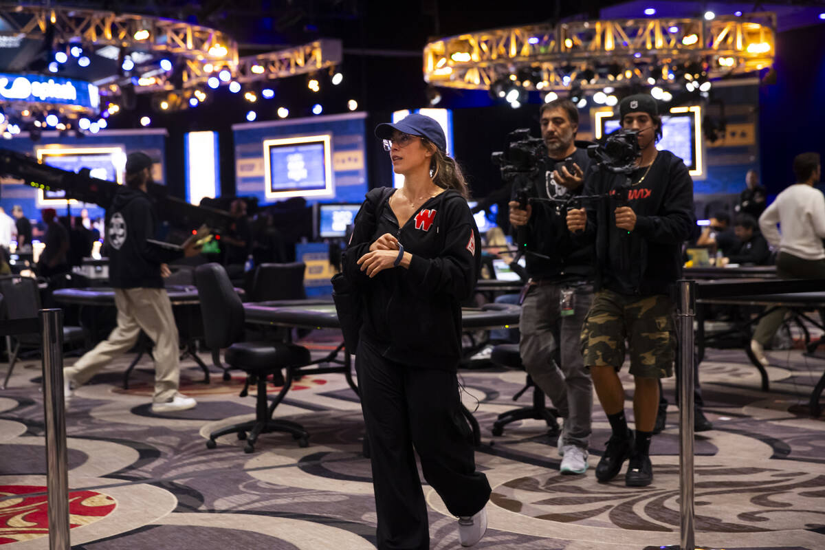 Leo Margets walks from the tables for a dinner break during day 8 of the World Series of Poker ...