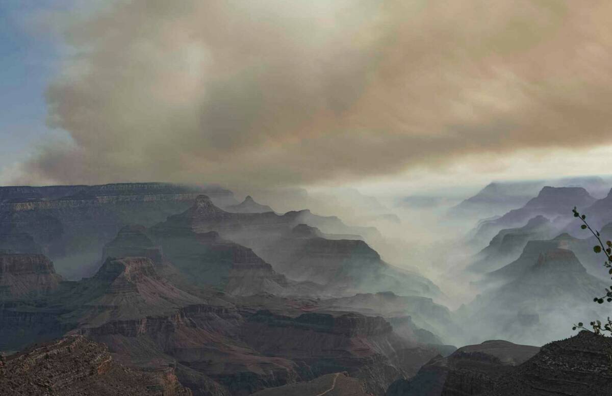 This photo shows the family's view of fires over the Grand Canyon after they had to evacuate Gr ...