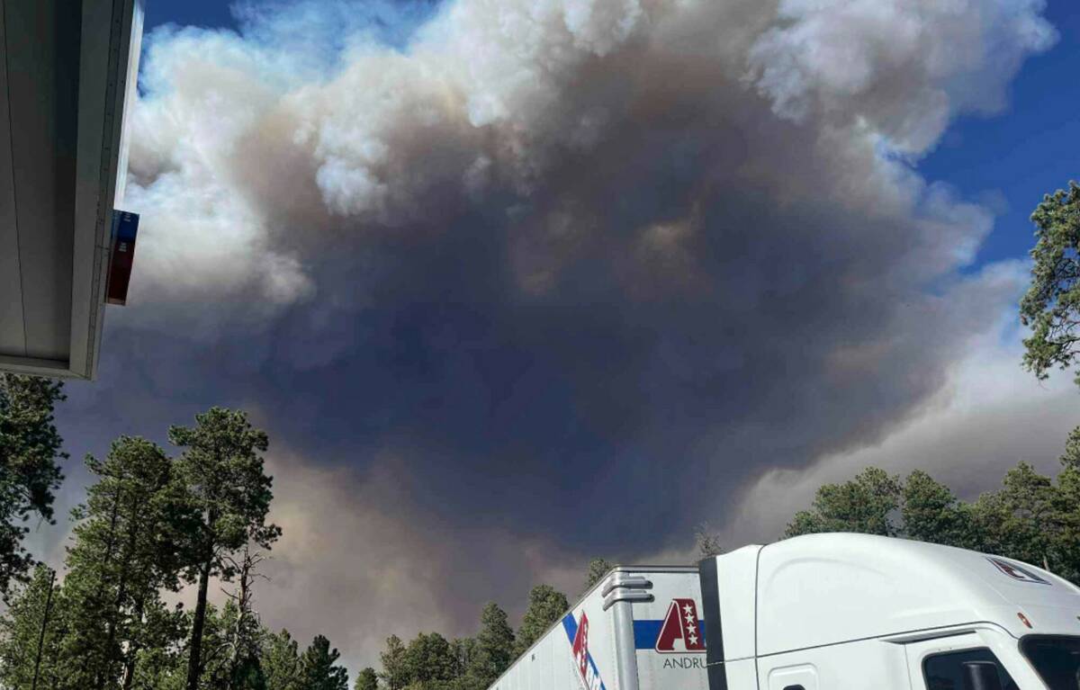 This photo shows wildfire smoke near the Grand Canyon's North Rim, in northern Arizona, on Thur ...
