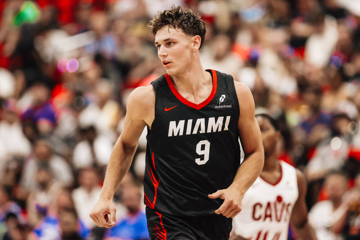 Miami Heat guard Pelle Larsson runs down the court during an NBA Summer League basketball game ...
