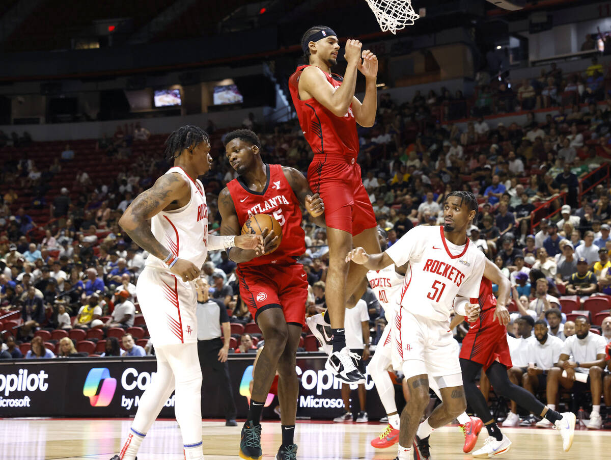 Atlanta Hawks forward Nell Joseph (35) grabs a rebound during the NBA Summer League game agains ...