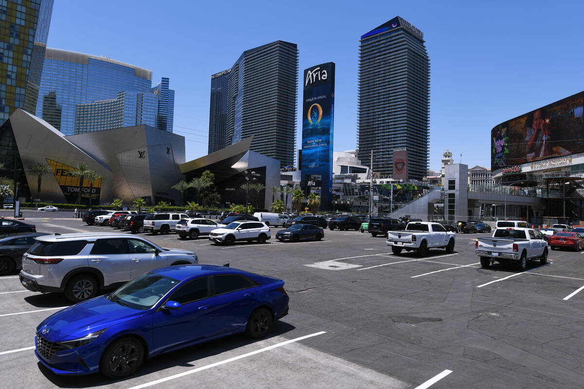 A parking lot owned by Tilman Fertitta on the corner of Harmon Avenue and the Strip is seen Fri ...