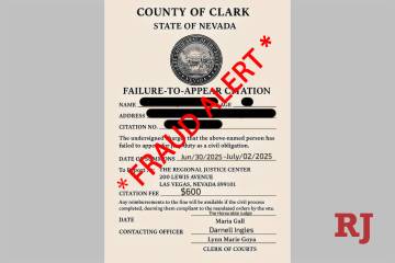 An image of a fake citation on July 14, 2025, according to Clark County. (Clark County)