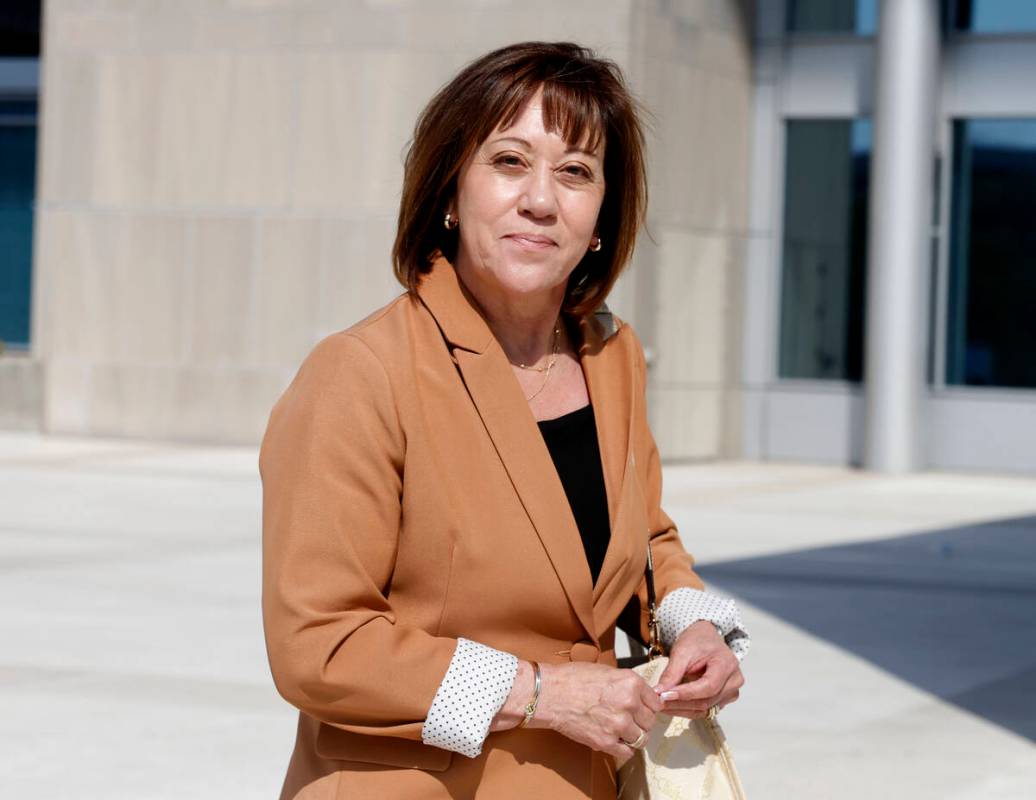 Valley Electric Association CEO, Angela Evans, leaves the Lloyd George U.S. Courthouse on Tuesd ...