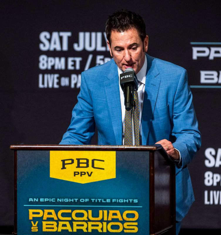 Sean Gibbons, President of Knucklehead Boxing and MP Promotions, speaks during a press conferen ...
