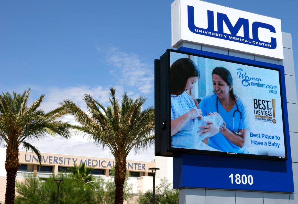 University Medical Center (UMC) is seen on Friday, July 18, 2025, in Las Vegas. (Bizuayehu Tesf ...