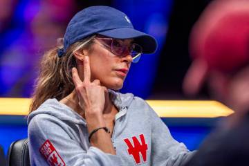 Leo Margets of Spain watches her competition at the final table during the World Series of Poke ...