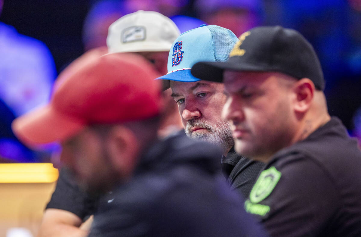 John Wasnock of North Bend, Washington, looks to his opponents on the final table during the Wo ...
