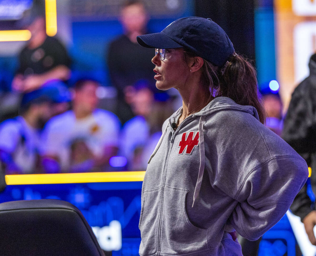 Leo Margets of Spain looks on at the final table during the World Series of Poker Main Event at ...