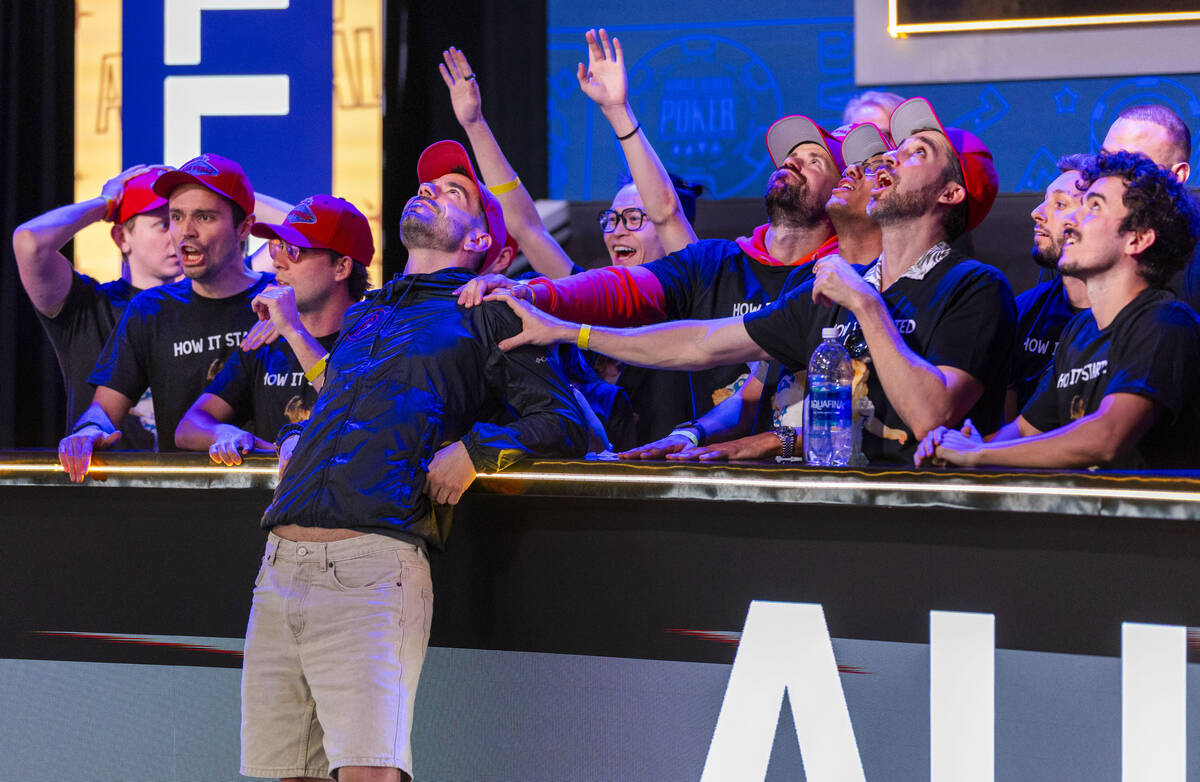 Luka Bojovic of Vienna and supporters are momentarily excited then disappointed after he is kno ...