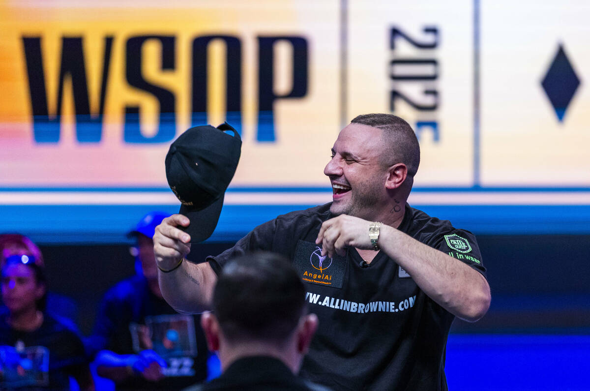 Michael Mizrachi of Miramar, Florida, is overjoyed after knocking out another opponent on the f ...