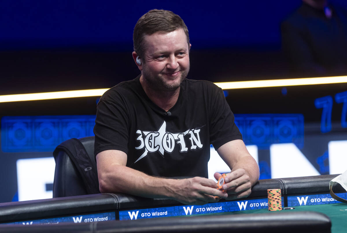 Braxton Dunaway takes his seat at the final table for the World Series of Poker Main Event at H ...