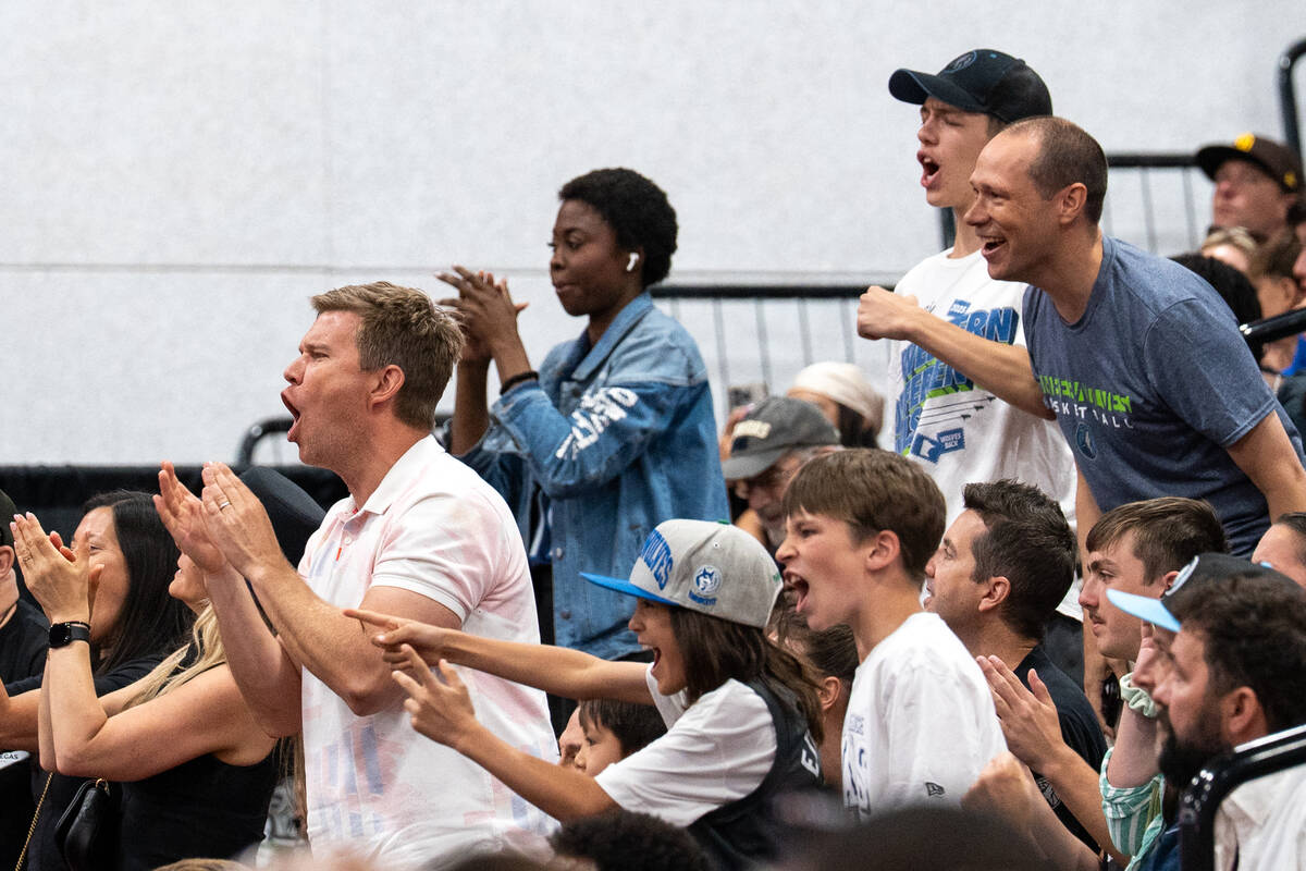 Minnesota Timberwolves fans cheer late in the fourth quarter during an NBA Summer League game a ...