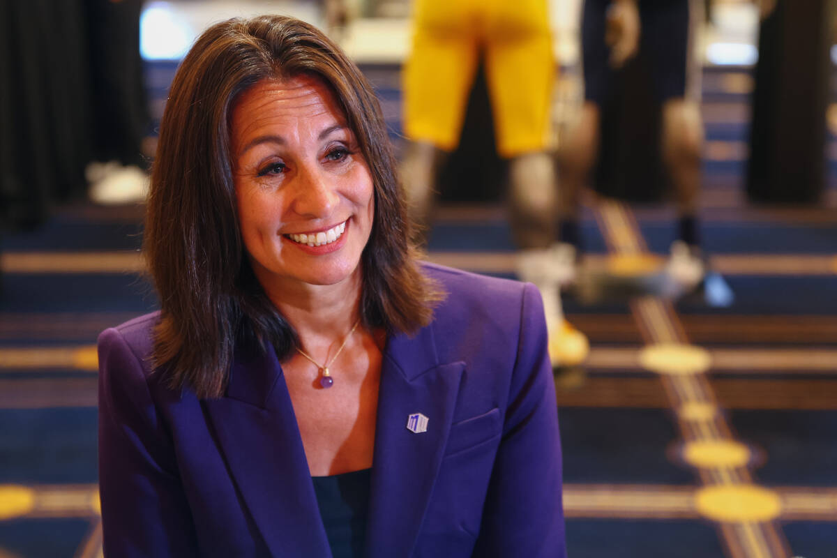 Mountain West Conference commissioner Gloria Nevarez speaks with the Review-Journal at Mountain ...