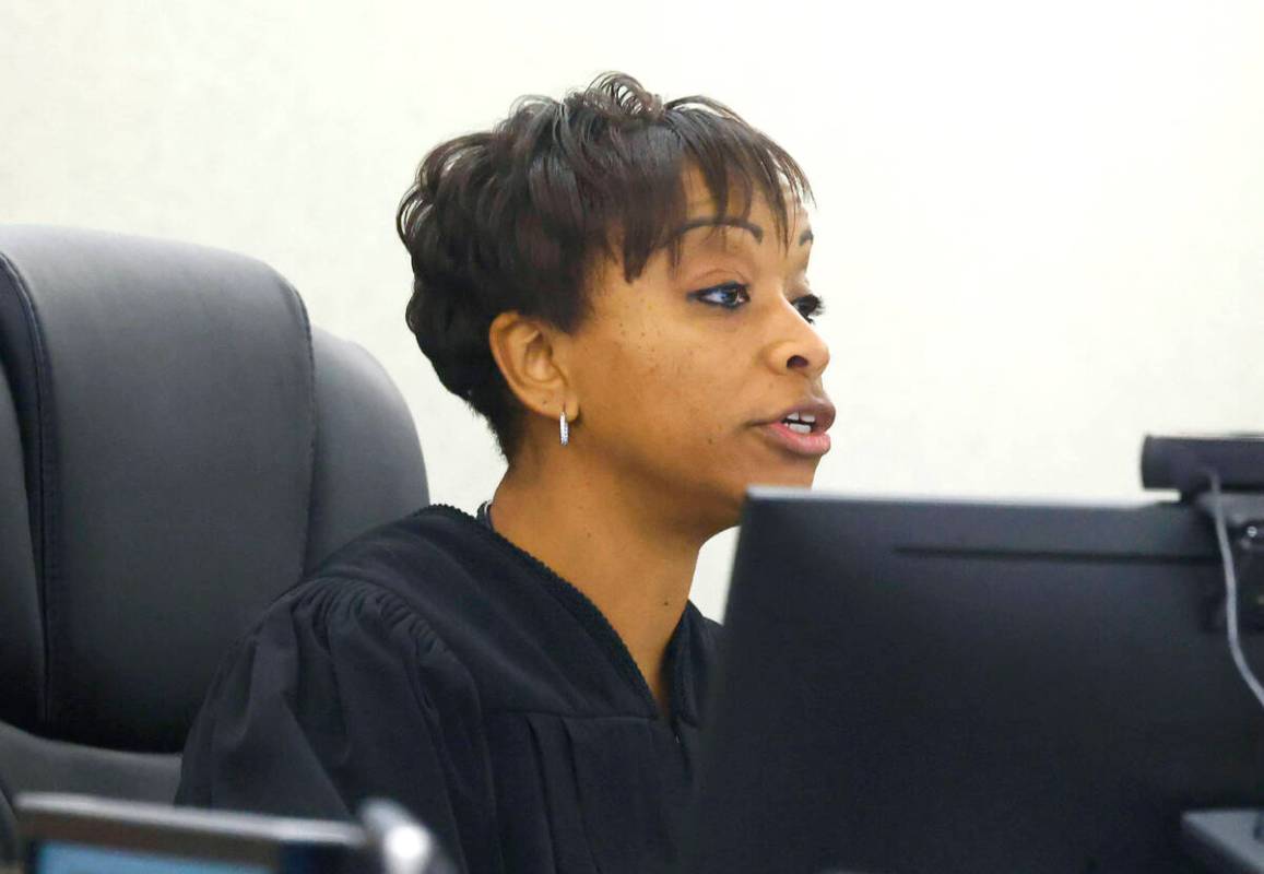 District Court Judge Tierra Jones presides over Devyn Michaels' sentencing at the Regional Just ...