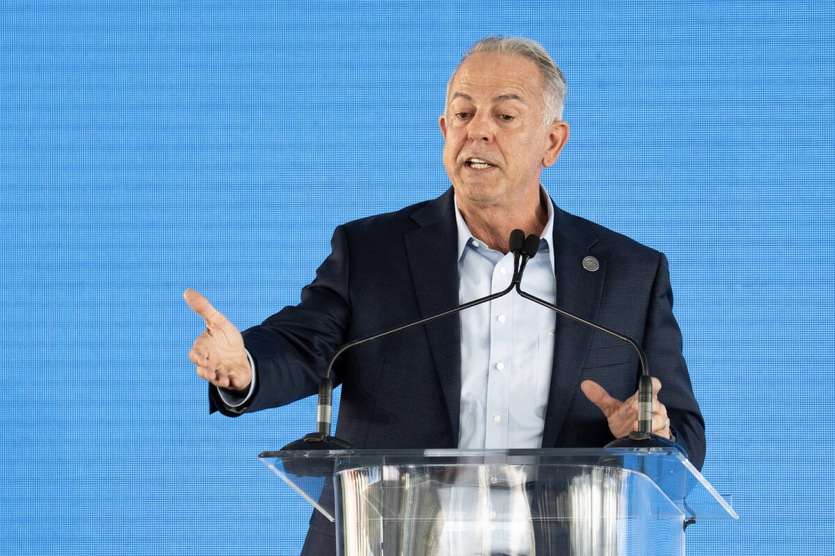 Gov. Joe Lombardo speaks during the Campus for Hope groundbreaking ceremony in Las Vegas July 1 ...