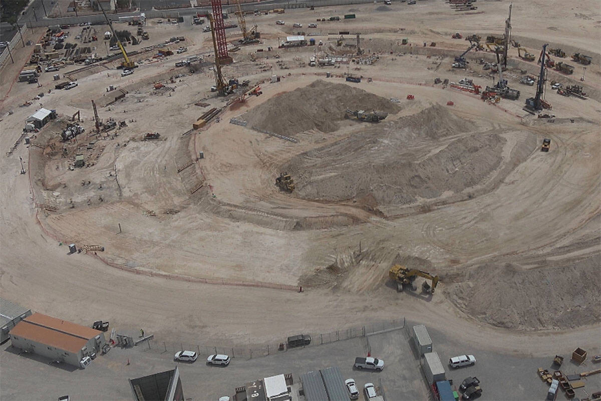 An aerial overview of the Athletics Las Vegas ballpark site on July 17, 2025. (Athletics)