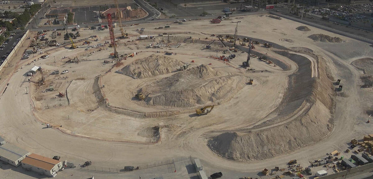 An aerial overview of the Athletics Las Vegas ballpark site on July 17, 2025. (Athletics)