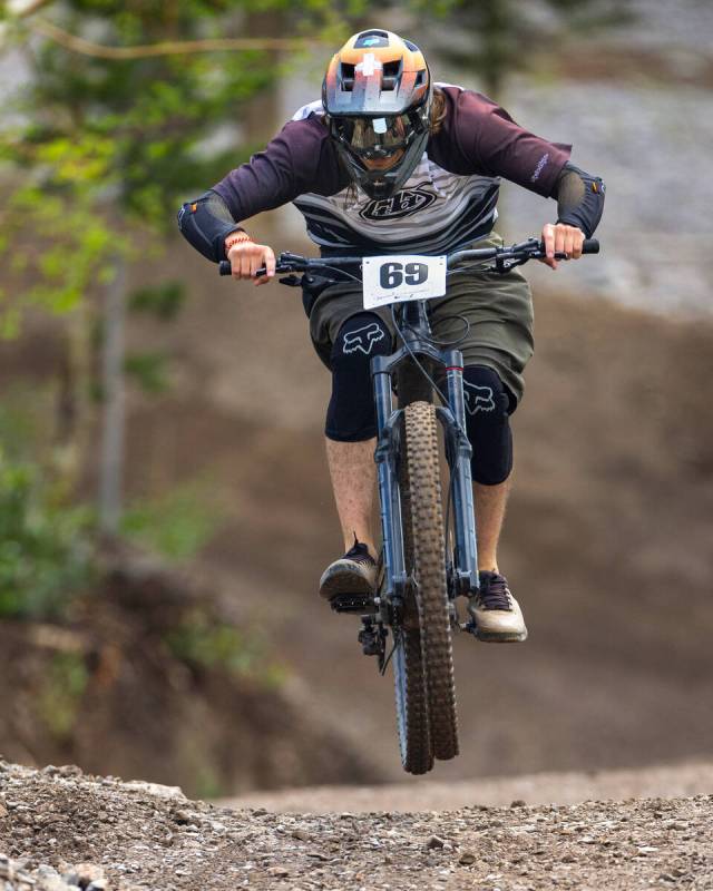 Men's open rider Austin Van Scoy catches a little air during the Viva La Gravity at the Lee Can ...